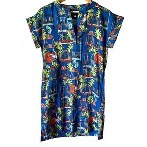 Jaye’s Studio MENAGERIE LUXE SATEEN DAY Tropical Print DRESS